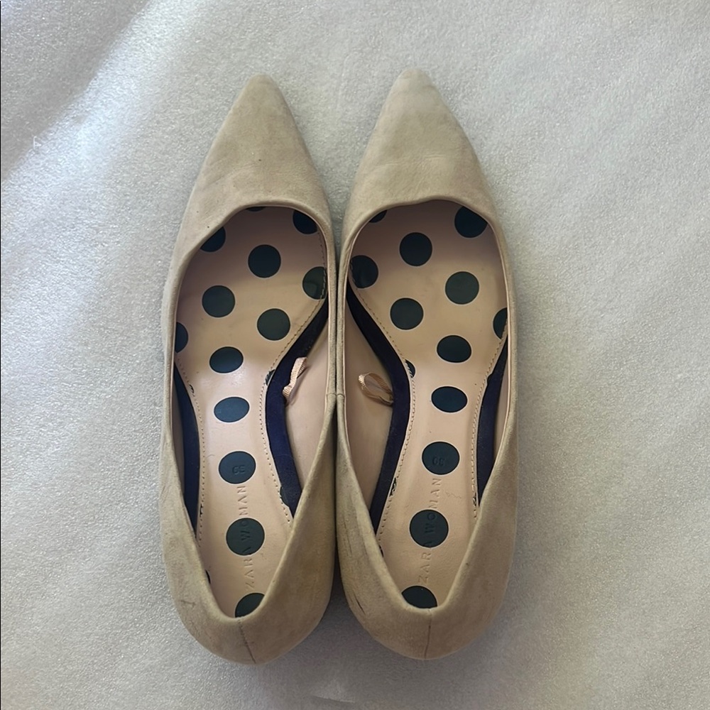 Zara Beige Pointed Flats